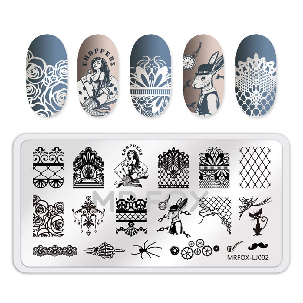 Mr. Fox Nail Print Board Set Graffiti Star Marble Pattern Bark Pattern Lace Abstract Pattern Art DIY hot Stamping Template