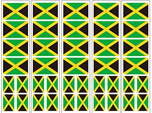 Jamaica Flag Temporary Tattoos - 40 Pack (5 Sheets)