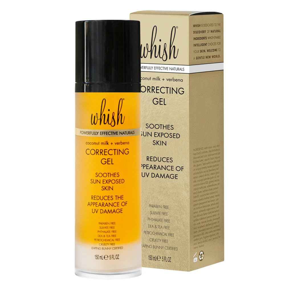 Whish Coconut Milk + Verbena Correcting Gel - Soothes sun exposed skin, reduces the appearance of UV damage, Moisturizes & Corrects with Organic Aloe & Manuka Honey