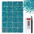 Qiipii Teal Blue Resin Rhinestones with B7000 Glue for Crafts & DIY Jewelry 2mm-6mm