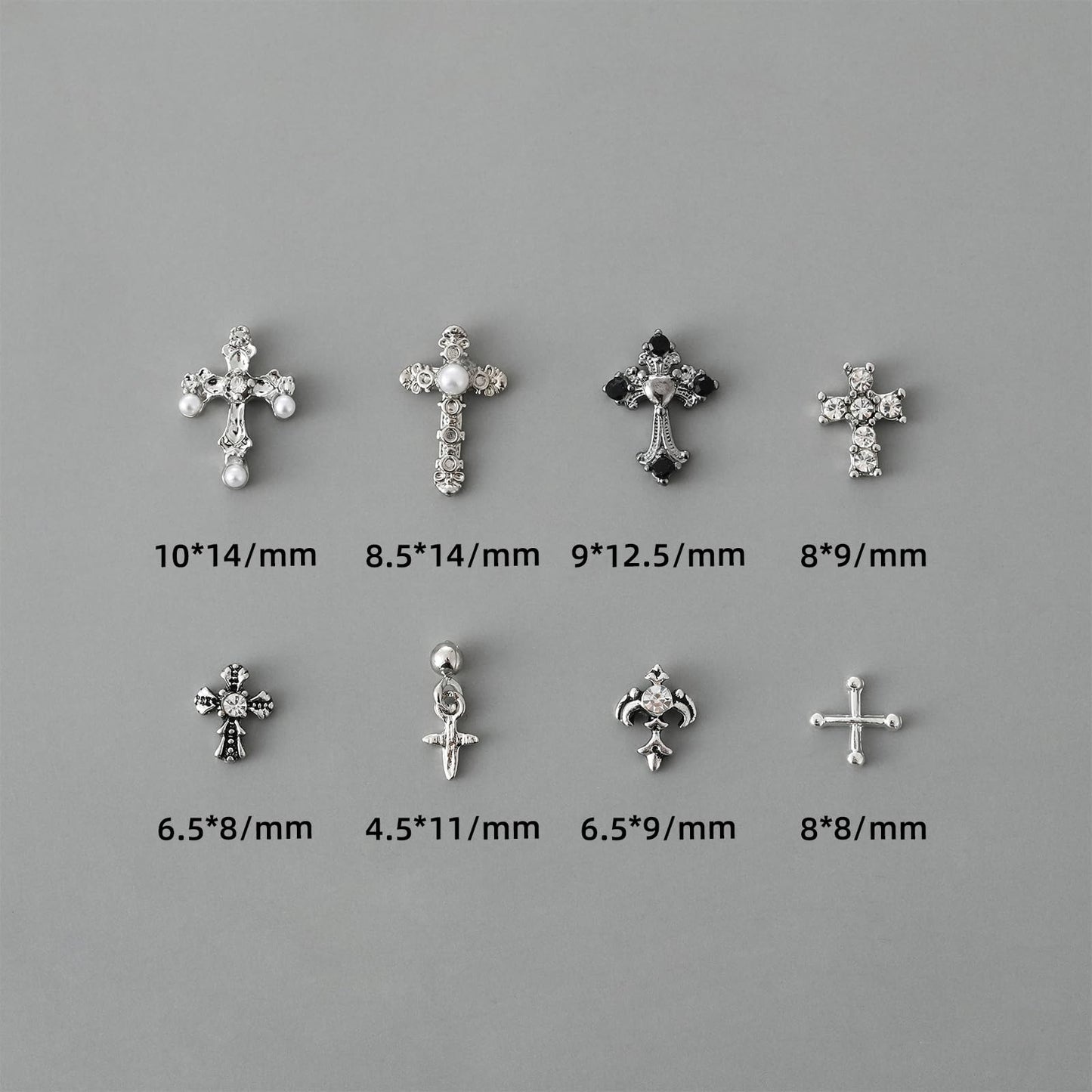 ZUMILLMN 100Pcs Cross Nail Charms for Nails Accessories- Alloy Nail Charms for Nails Design Nail Art Supplies for Women and Girl,Nail Art Charms for Nails Accessories Professional - Nail Cross Charms