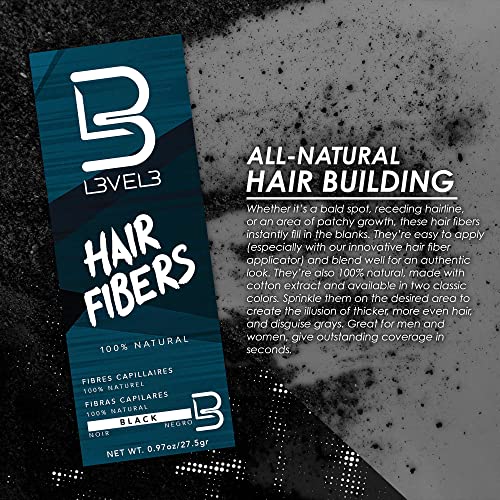 L3 Hair Fibers - Black - Instant Thinning Hair Coverage
