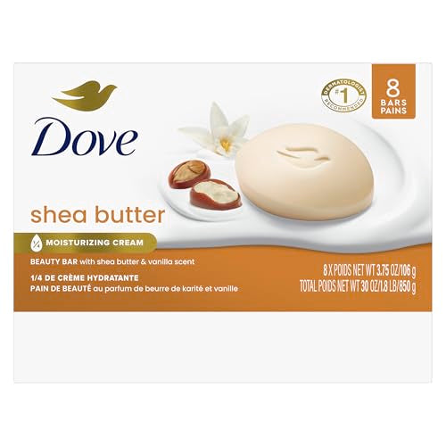 Dove Shea Butter Beauty Bar Soap, 8 Count | Moisturizing