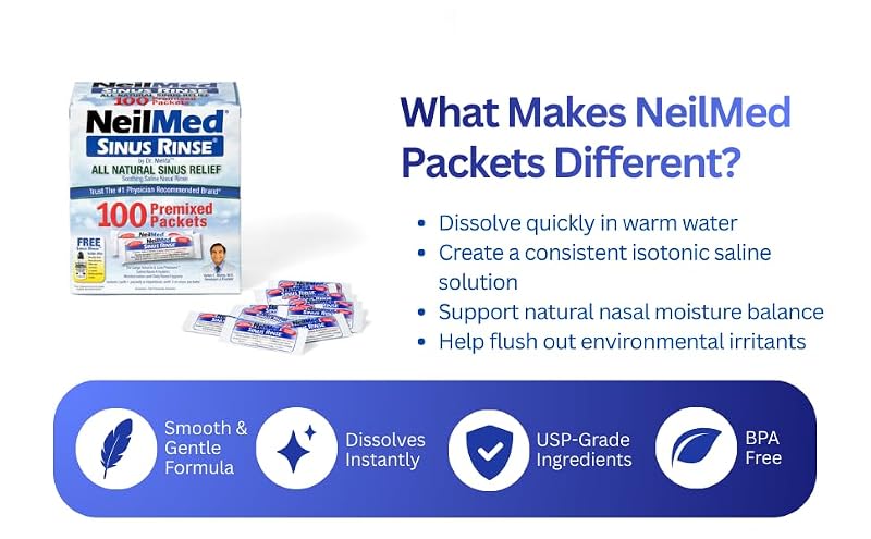 NeilMed Sinus Rinse Refill Packets 100 Count - All Natural Relief - Variation 1