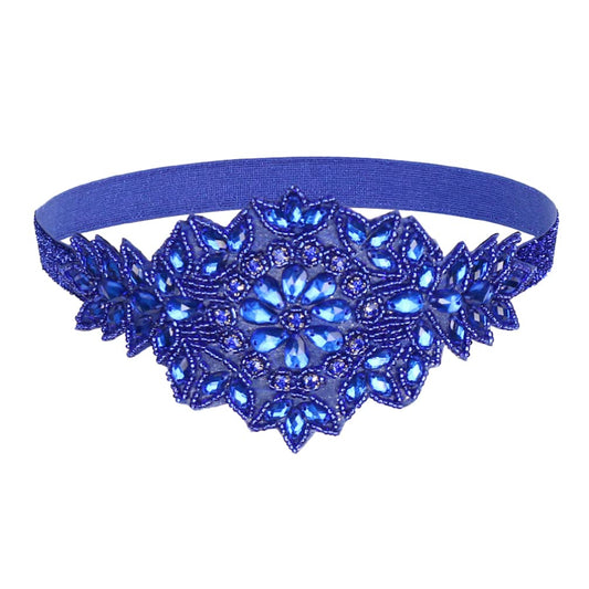 ABOOFAN Women's Headband (Blue) - 1920s Style Flapper Headband with Rhinestones, Lightweight and Comfortable Headpiece for Women, Hair Accessories for Weddings, Parties, and Dance Events