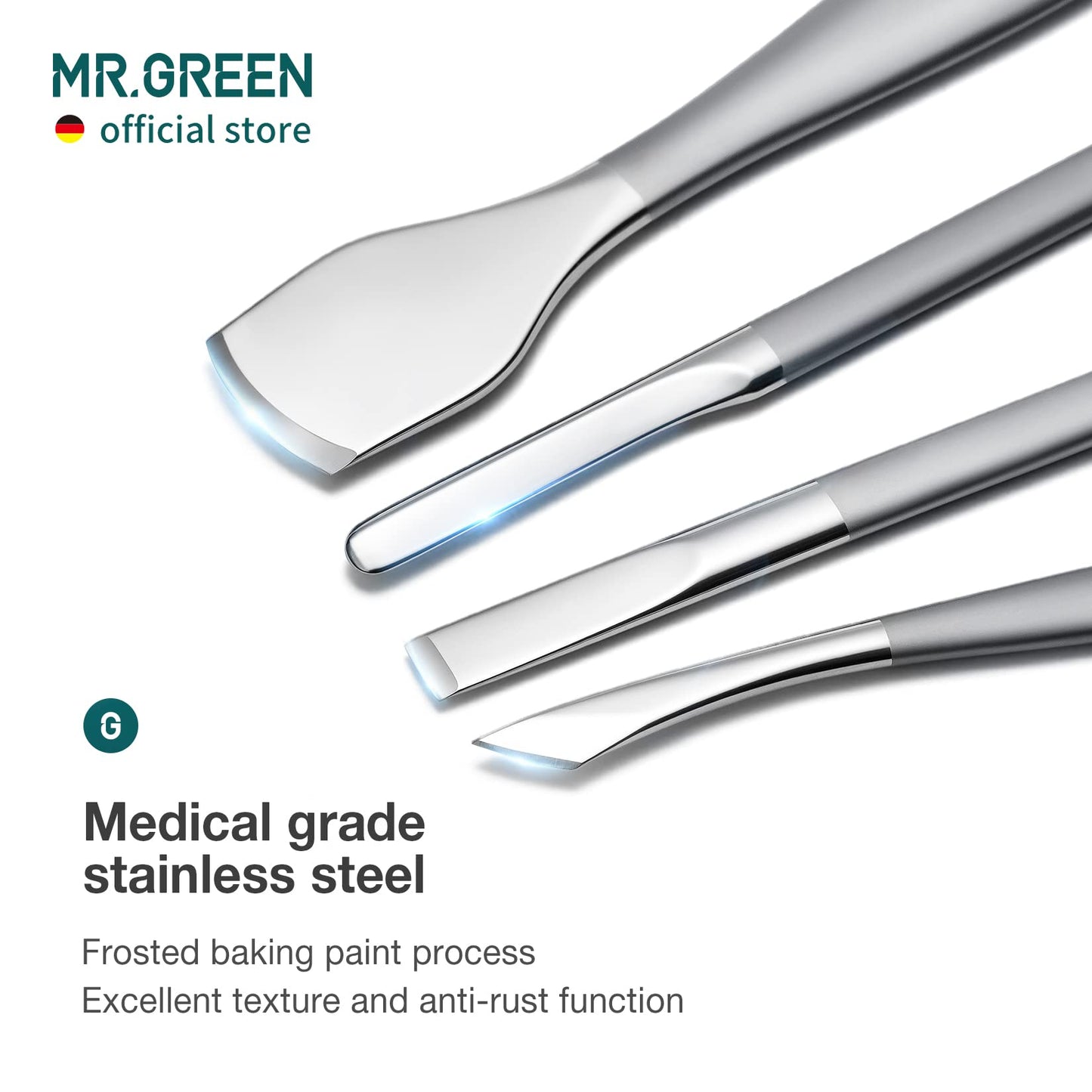 MR.GREEN Pedicure Knife Set Professional Ingrown Toenail Clippers Foot Care Tools Stainless Steel Nail Cuticle Nippers Remover Kits (4 Pcs Set)