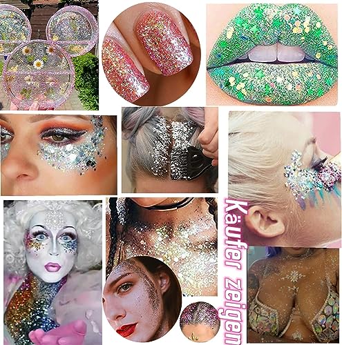 9 Pack Glitter Gel - Mermaid Sequin for Face, Eyes & Lips