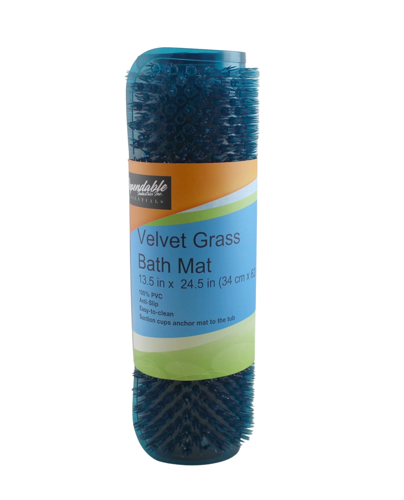 Grass Textured Spa Quality Foot Scrubber Shower Bath Mat Anti-Slip 24.5" x 13.5" Comforts Tired Feet (Blue)