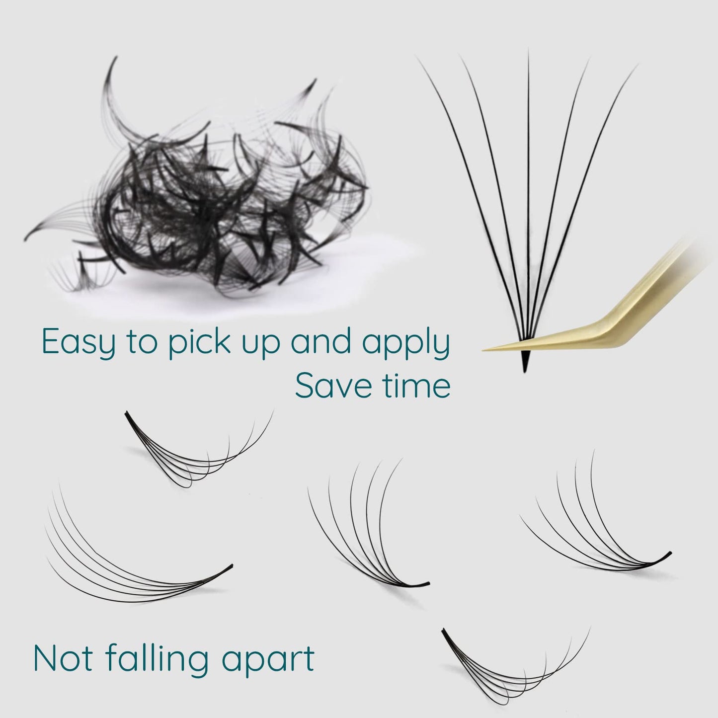 Promade Fans Eyelash Extensions 1000 Pcs Loose Fans 4D 0.07mm C Curl Premade Fans Lashes 8-15mm Pro Made Fans Eye Lash Extensions Easy Application Long Lasting(4D 0.07 C 8-15 mix)