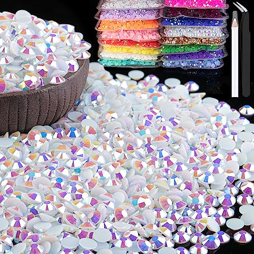 8000pcs 3mm White AB Flatback Resin Rhinestones - Non Hotfix Jelly Gems Kit