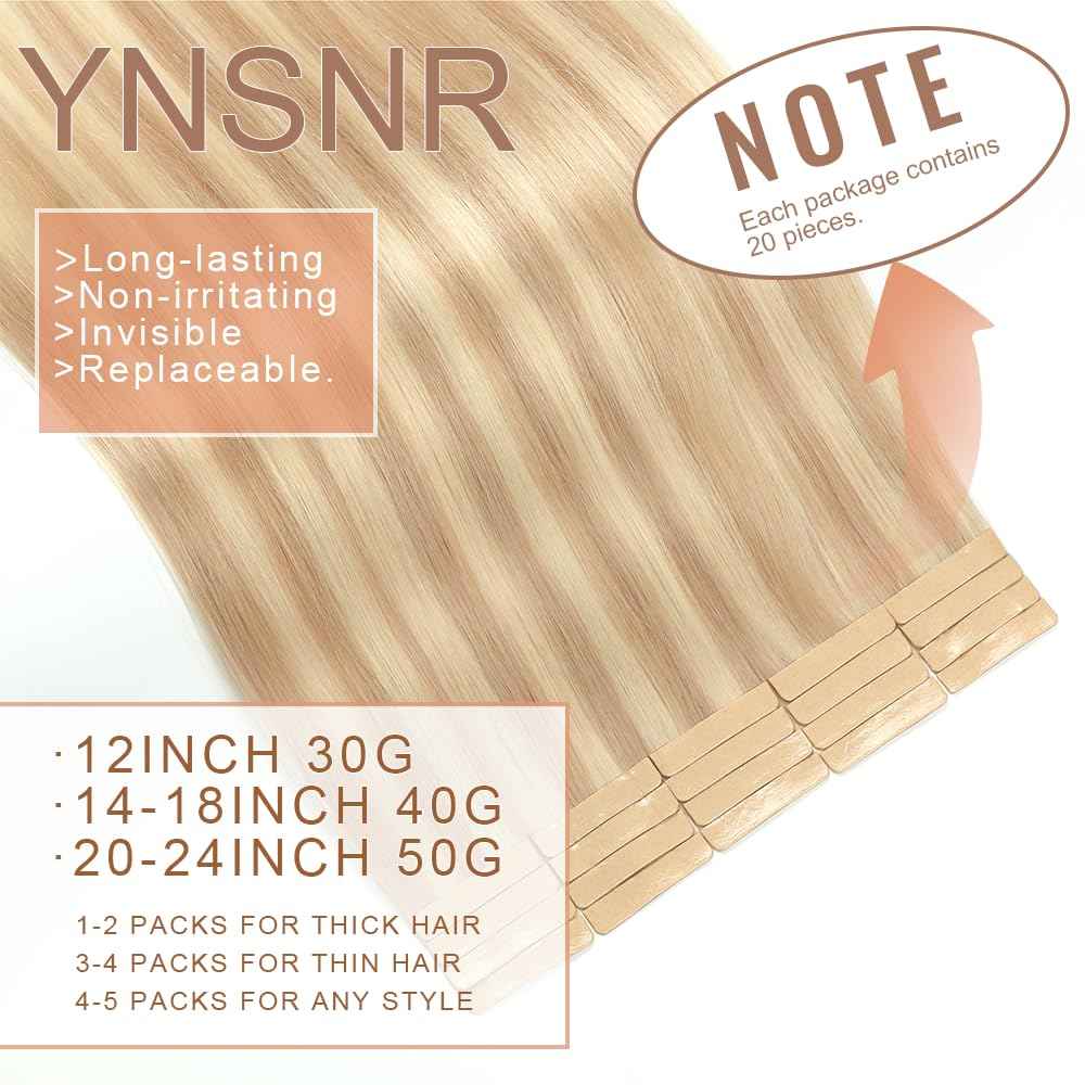 Tape in Hair Extensions Human Hair,14 Inch Human Hair Tape in Extensions 20Pcs Tape Ins Human Hair Extensions for Women Seamless Tape in Hair Extensions Real Human Hair