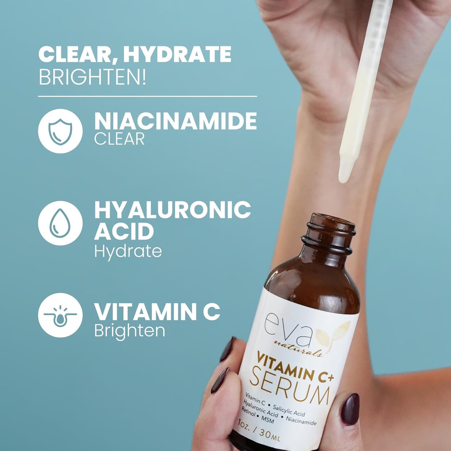 Vitamin C Serum for Face - Vitamin C Facial Serums with Hyaluronic Acid, Retinol, Niacinamide & Salicylic Acid - Vitamin C Face Oil - Skin Brightening Serum - Anti Aging (2 oz)