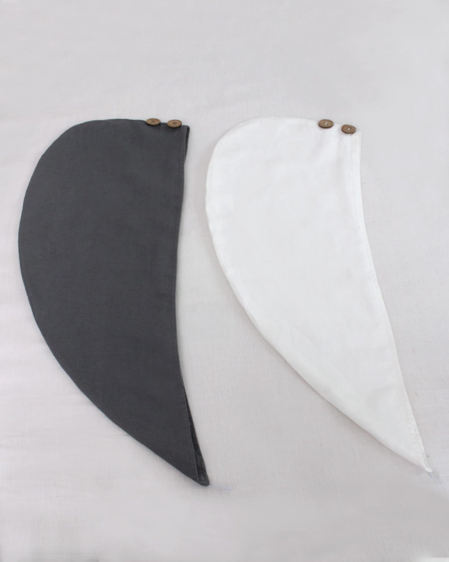 S VICTORY SYMBOL 100% French Pure Linen 2 Pack (Charcoal Grey + White) Hair Wrap Towel for Drying Your Hair Super Absorbent Quick Dry Hair Stone-Washed Sustainable Original Linen Hair Turban