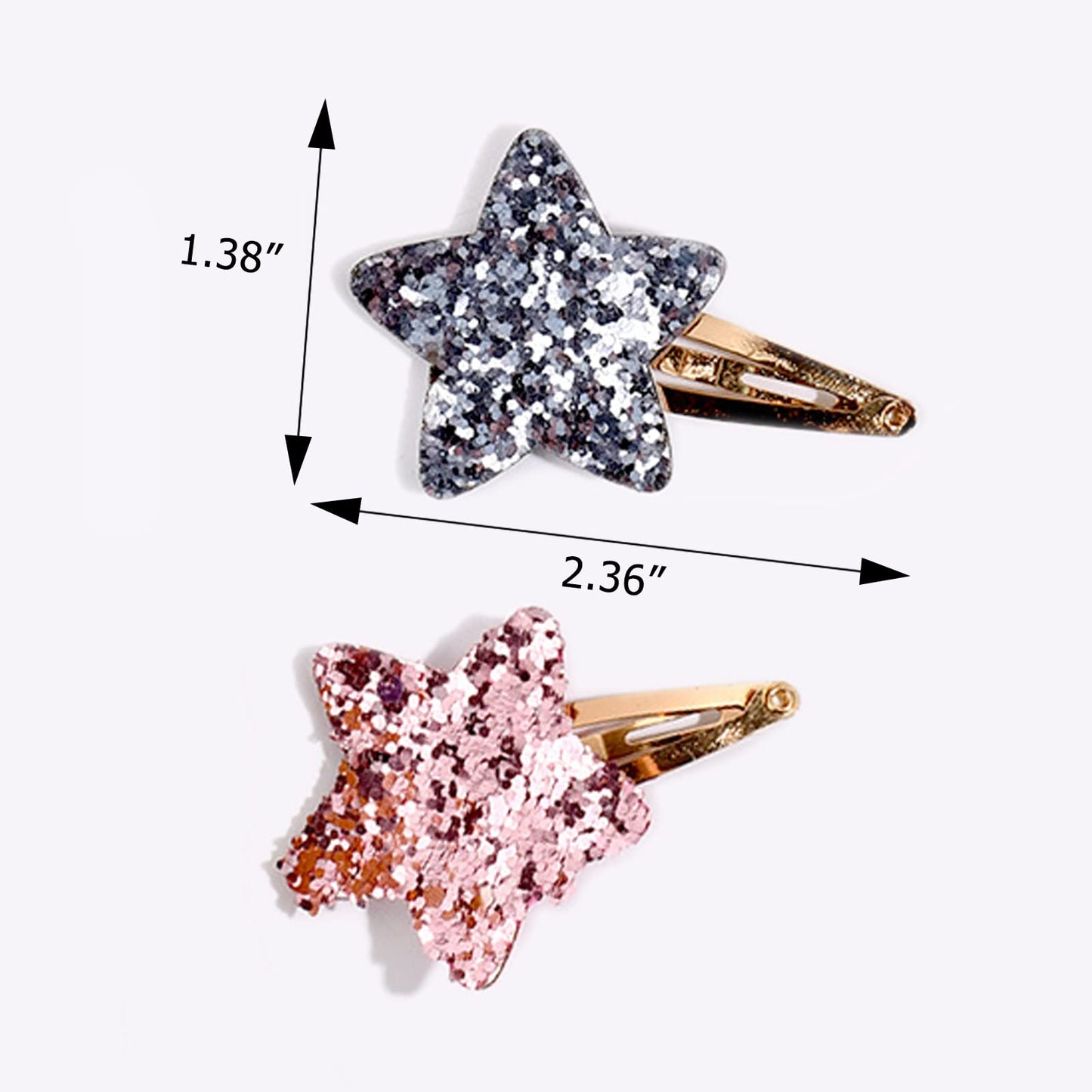 8 Pairs Cute Metal Sparkly Stars Hair Clips and Snap Pins, No-Slip Styling Accessories for Kids