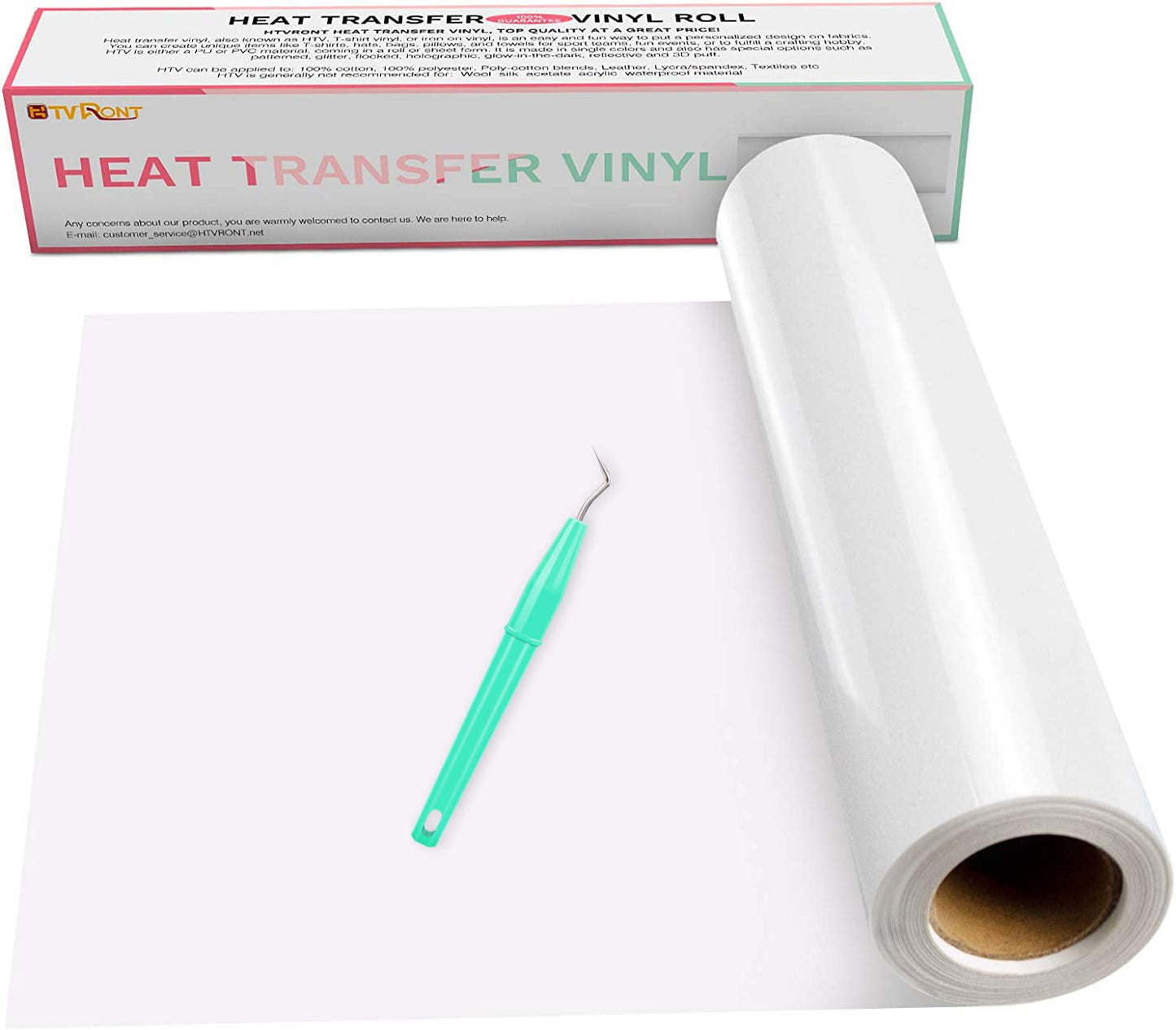 HTVRONT Heat Transfer Vinyl White HTV Rolls - 12" x 15ft White Iron on Vinyl for Cricut & Silhouette Cameo, White HTV Vinyl for Shirts - Easy to Cut & Weed for Heat Vinyl Design