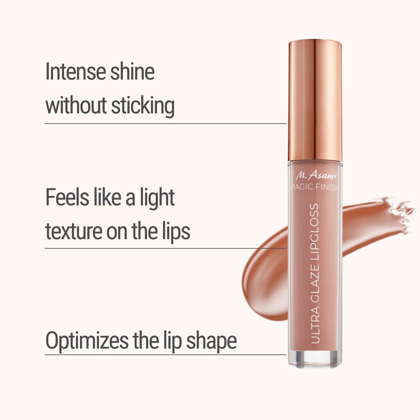 M. Asam MAGIC FINISH ULTRA GLAZE LIP GLOSS Cream Cashmere (0.13 Fl Oz) - Lip Plumper For Supple Lips With Intensive Shine, Lip Care With Hyaluronic Acid & Peptide, Delicate Vanilla Aroma, Vegan