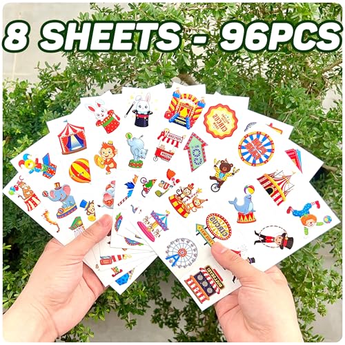 96 Circus Temporary Tattoos - Carnival Party Favors