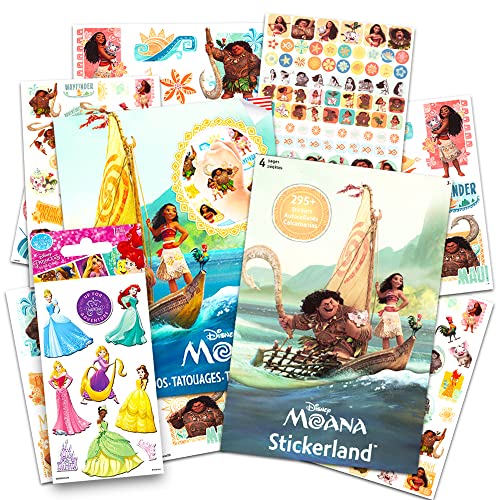 Moana Stickers and Tattoos Party Favors Pack - 250+ Stickers, 50 Tattoos