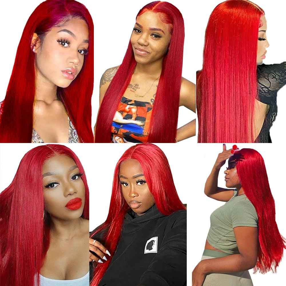 Burgundy Straight Bundles Red Human Hair Bundles Brazilian Grade 8A Virgin Hair 28 Inch Red Human Hair Bundle 100g/Pc