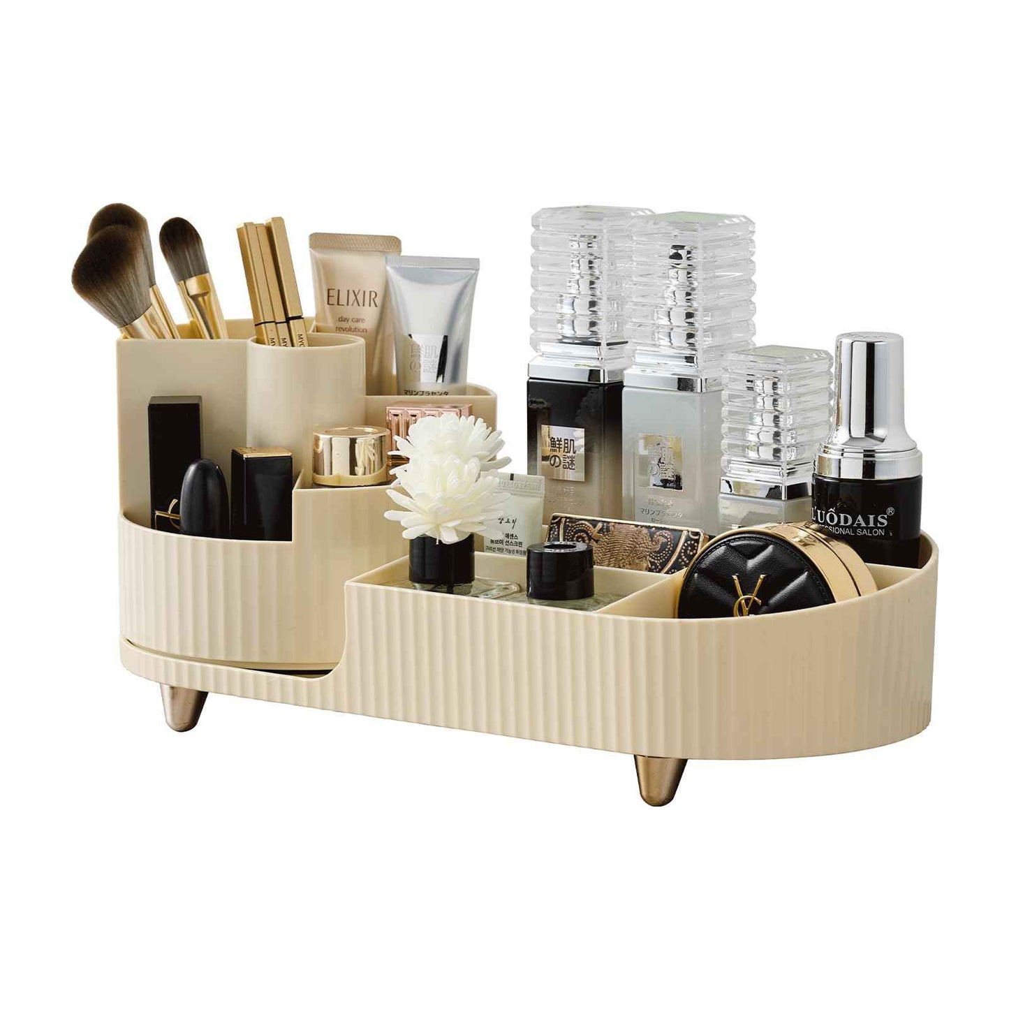 RUIQING New 360 Rotating Makeup Organizer - Large-Capacity Vanity Organizer, Stores Makeup Brushes and More, Keeps Countertop Clean and Tidy