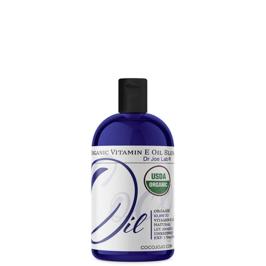 Dr Joe Lab Organic Vitamin E Oil - USDA Certified, 100% Natural, 43,000 IU, Non-GMO, Vegan, Cruelty-Free - For Face Skin Hair Body Nails Cuticles Locs - Deep Hydrating Moisturizing (4 oz.)