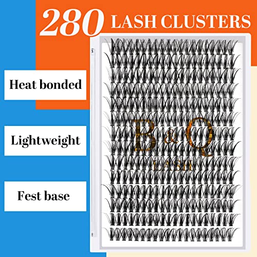 Lash Clusters 40D-D-16mm Individual Lashes 280 Clusters Manga Lashes False Eyelash Lash Clusters Extensions Individual Lashes Cluster DIY Eyelash Extensions at Home (40D-D,16mm)