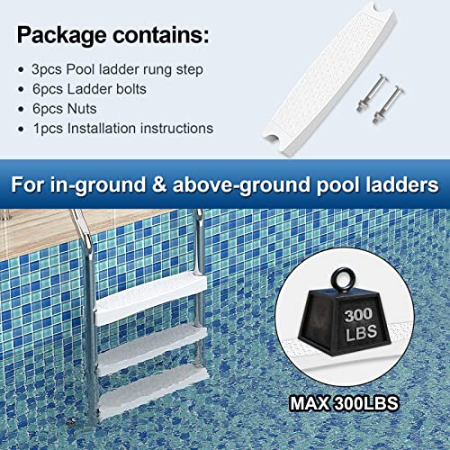 Pool Ladder Steps Replacement 3-Pack 18" Heavy-Duty