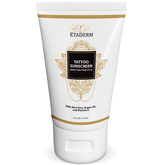 ETADERM Tattoo Sunscreen Lotion SPF 30 - Tattoo Aftercare Sunscreen for Sensitive Skin with 15% Non-nano Zinc Oxide - Sun Protection Tattoo Lotion for Long-Lasting Vibrancy & Ink Defense Against UV