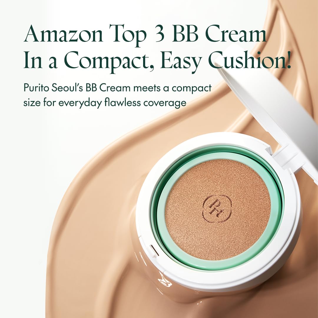 PURITO SEOUL Wonder Releaf Centella BB Cushion #21 Light Beige, Foundation, Korean Centella, Makeup Long Lasting, Flawless Coverage, K-Beauty, 15g, 0.52 fl.oz