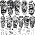 92 Sheet Temporary Tattoo Set - Lion Wolf Dragon Rose Designs