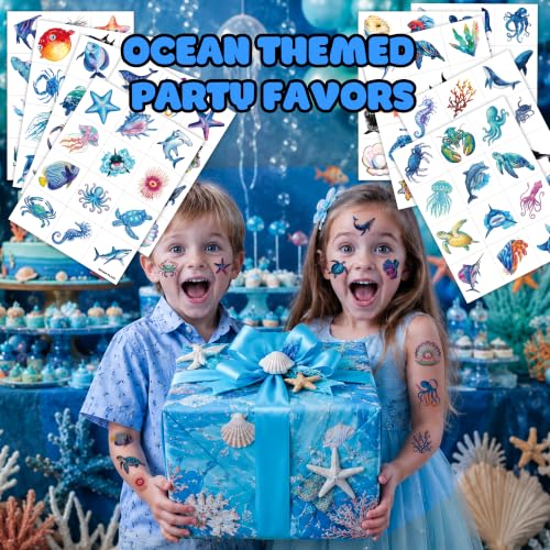 Ocean Animals Temporary Tattoos 96 PCS for Kids