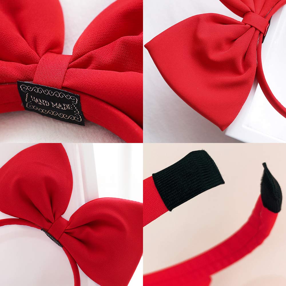 ZCMG Halloween Bow Headband Bowknot Hair Hoops Headpiece Women Bow Hairband Hair Bands Christmas Xmas Holiday Festival Carnival Parade Cosplay Dress Up Wedding Birthday Party Accessories 1 Pack Red