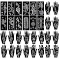 32 Sheets Henna Tattoo Stencils for Hands Forearm Face Paint Body Art, Temporary Glitter Airbrush Flower Tattoo Stencils for Women and Girls Reusable