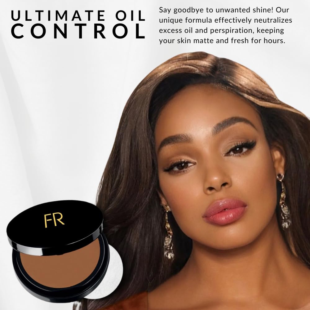 Luxury Oil Blotting Pressed Powder by Flori Roberts, Long Lasting Oil and Shine Control, Flawless Complexion for Women of Color or Deeper Skin Tones