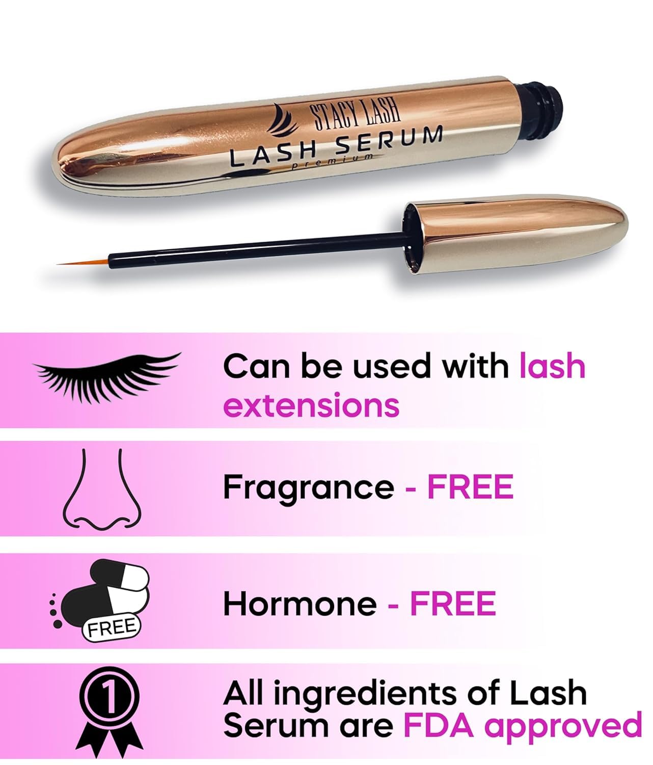 Lash Shampoo 100ml+ Eyelash Growth Serum by Stacy Lash/Eye Makeup Remover + Lash Serum for Eyelash Growth and Thickness/Lash Cleaning Kit of Lash Cleanser + Brush & Eyelash Serum to Grow Lashes…