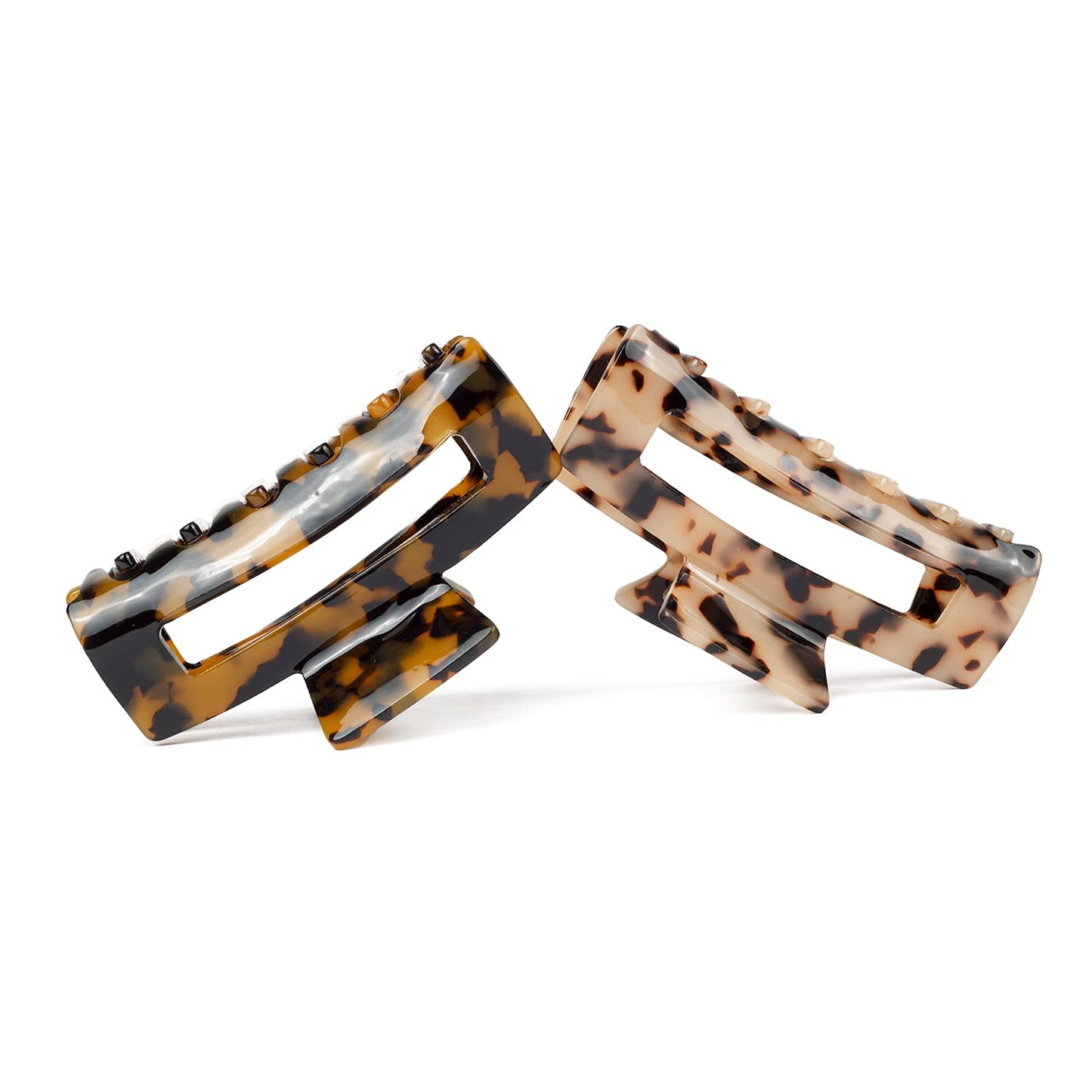 JIRIS 2PCS 3Inches hair claw clips Banana Clips Barrettes French Design celluloid Leopard print Large Rectangular amber Fashion Accessories for Women hair clipe