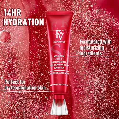 FV Dewy Liquid Foundation - Hydrating, Long-Wear Waterproof Makeup for Dry & Combination Skin, 30g