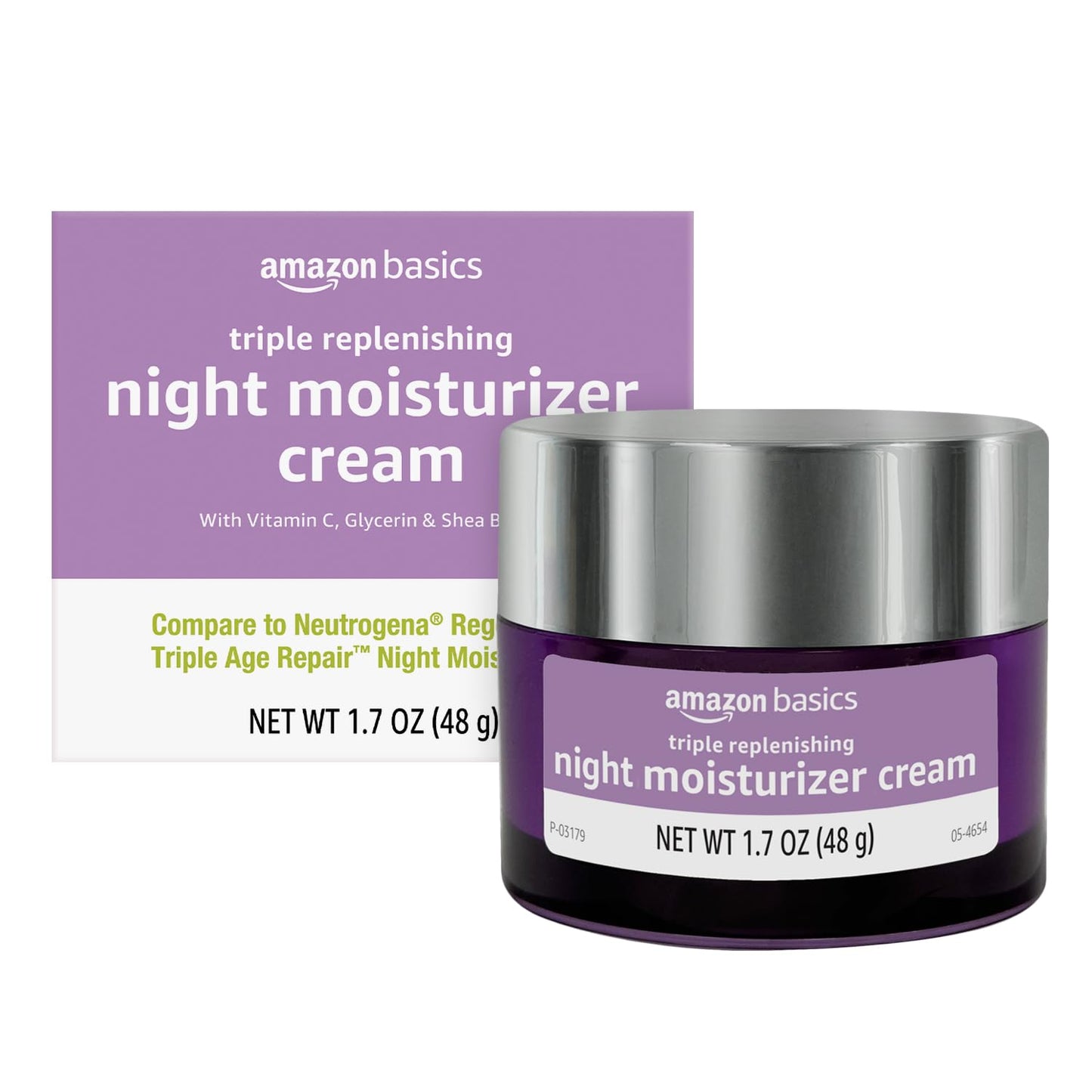 Amazon Basics Triple Replenishing Moisturizer, Night Cream, 1.7 Ounces, 1-Pack