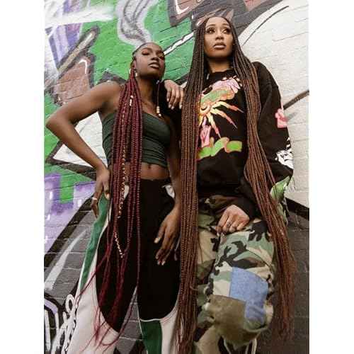 Janet Collection Nala Tress 3X EZ SPLIT Pre-Sectioned Pre-Stretched Braid Knotless Extremely light weight 36¡± Inch value pack (36¡±, COLOR #1B)