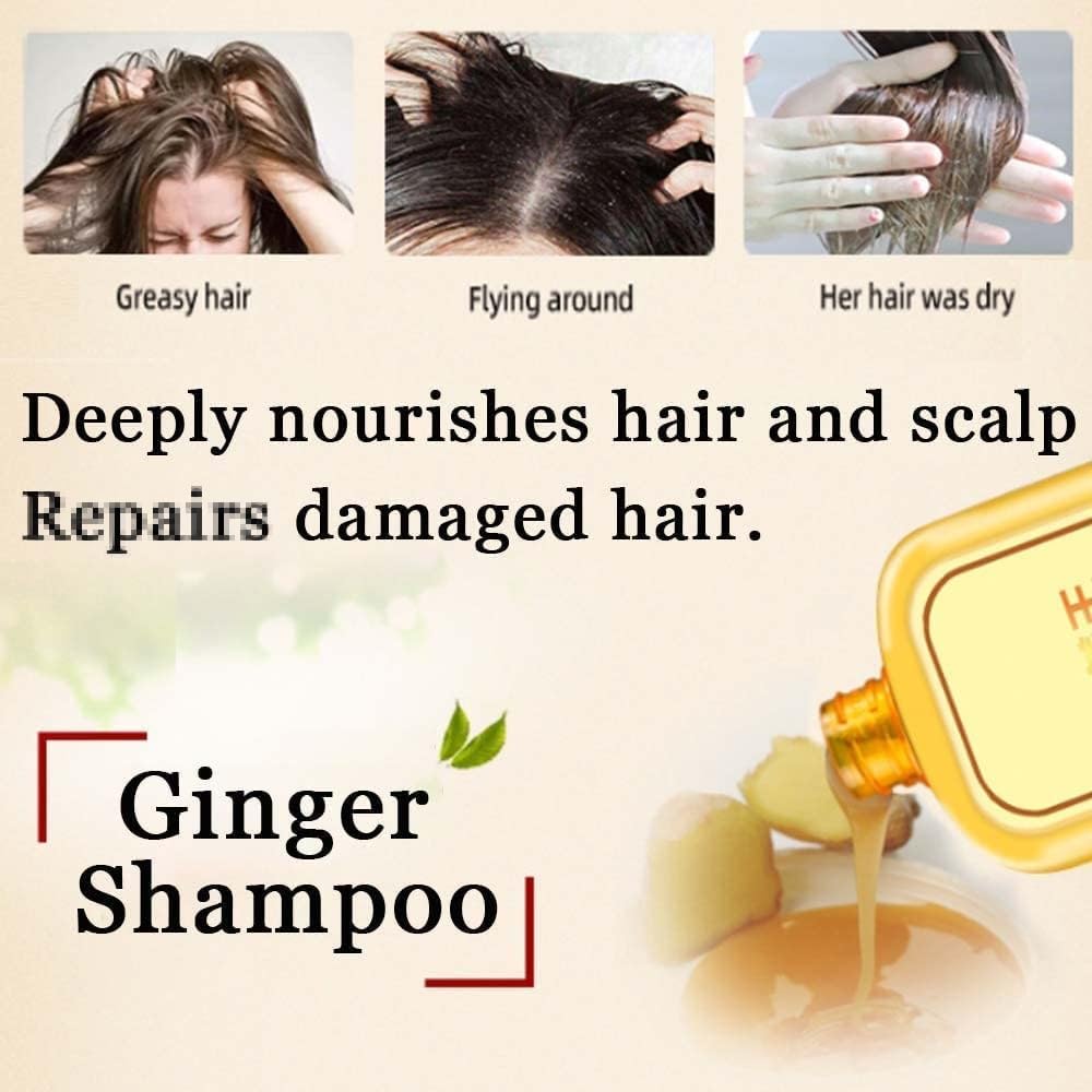 Ginaday Instant Ginger Hair Regrowth Shampoo, Ginger Anti-Fall Shampoo, Ginger Shampoo for Hair Growth, Ginger Hair Care Shampoo, Ginger Anti-Hair Loss Hair Shampoo (500ML/1PCS)