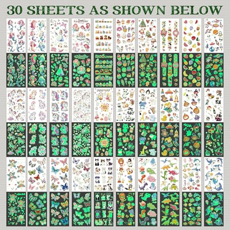 380pcs Luminous Temporary Tattoos for Kids - Glow Party Favors