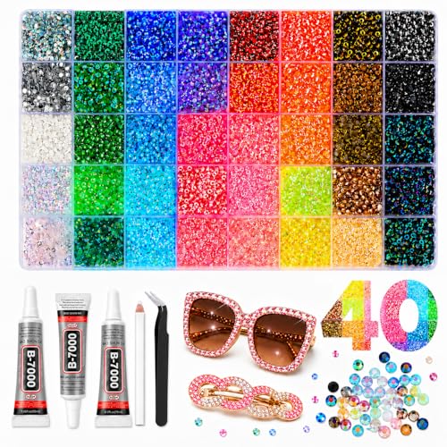 40000Pcs Resin Rhinestones Bedazzler Kit 3mm 40 Colors