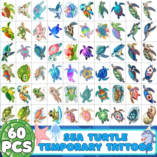Turtle Temporary Tattoos - 60pc Under The Sea Party Favors