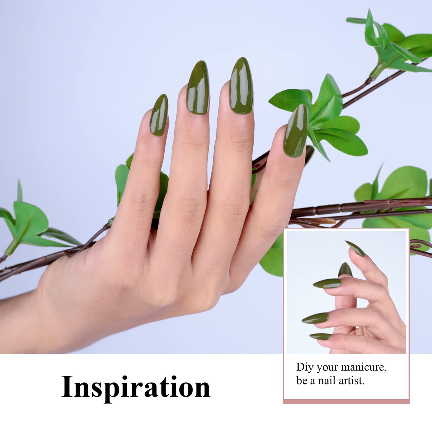 Imtiti Gel Nail Polish, 1 Pcs 0.5 Fl Oz Olive Green Color Gel Polish Soak Off LED U V Nail Gel Polish Nail Polish DIY Nail Art Starter Manicure Salon Gel Nail Kit for Women Girls