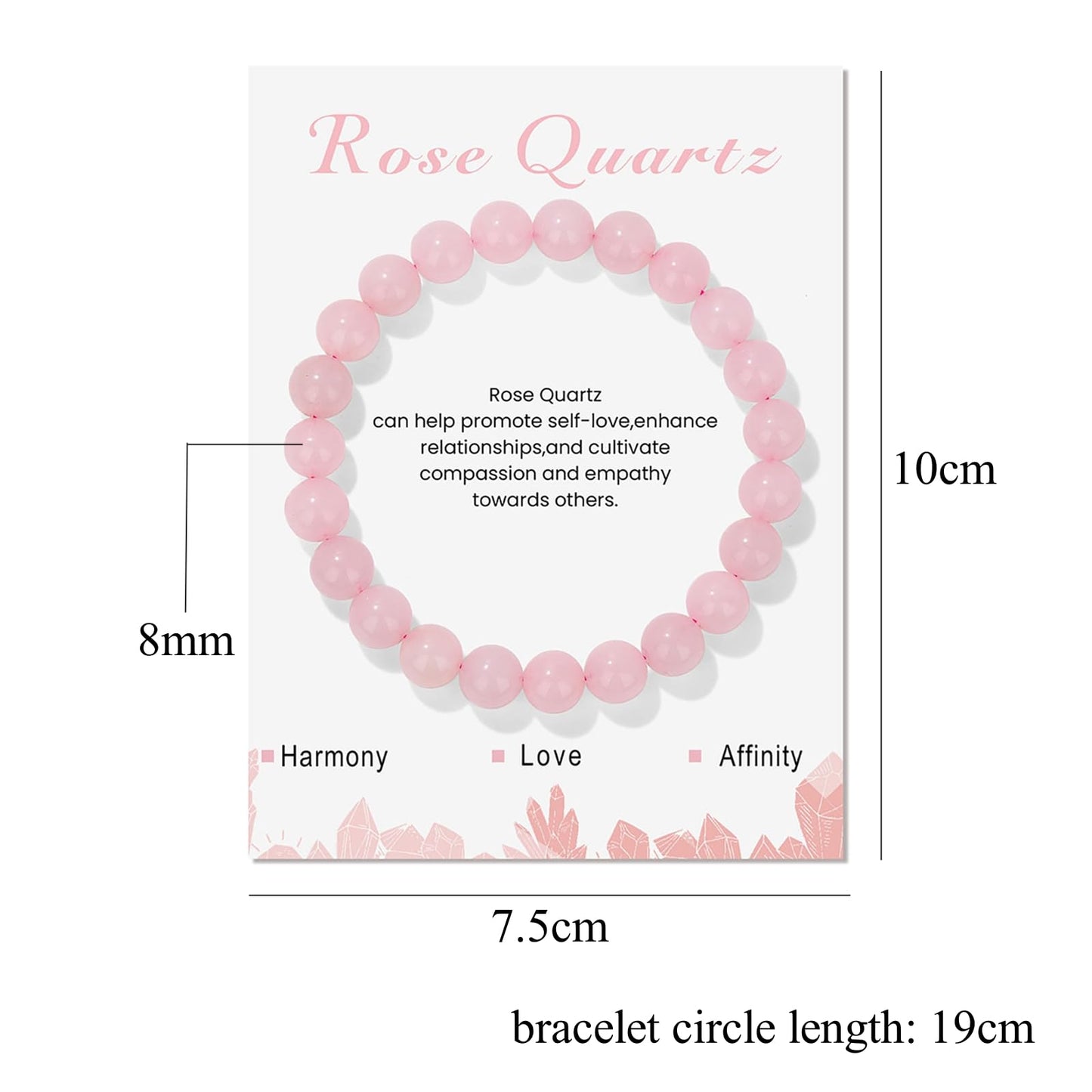 Rose Quartz Bracelets for Women 8mm Handmade Stretch Bracelet Pink Quartz Bracelet Natural Stone Crystal Beaded Bracelet Healing Bracelets Rose Quartz Jewelry for Women Girls