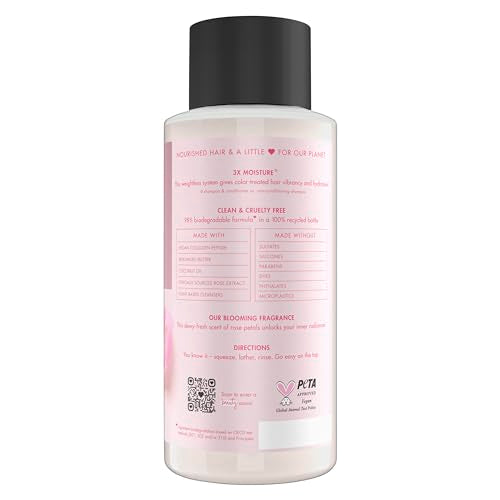 Love Beauty and Planet Vegan Collagen Moisture Shampoo Murumuru Butter & Rose Pack of 4 for Color-Treated Hair Vibrancy, 13.5 oz