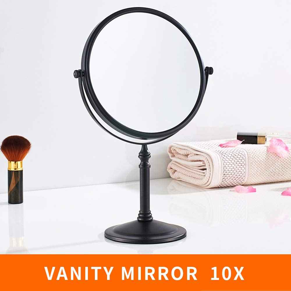 Gecious Black Makeup Mirror 1X/10X Free Standing 8 Inches 360 Swivel Dual-Sided Tabletop Makeup Mirror, Metal
