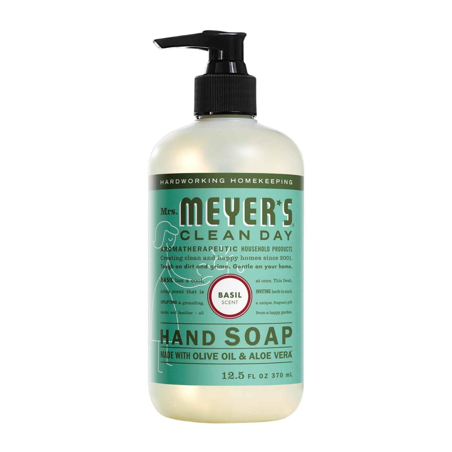 Mrs. MEYER'S Clean Day Liquid Hand Soap 6 Pack Variety, Gingerbread, Iowa Pine, Peppermint, Lavender, Lemon Verbena, Basil, 12.5 OZ Each, 1 CT