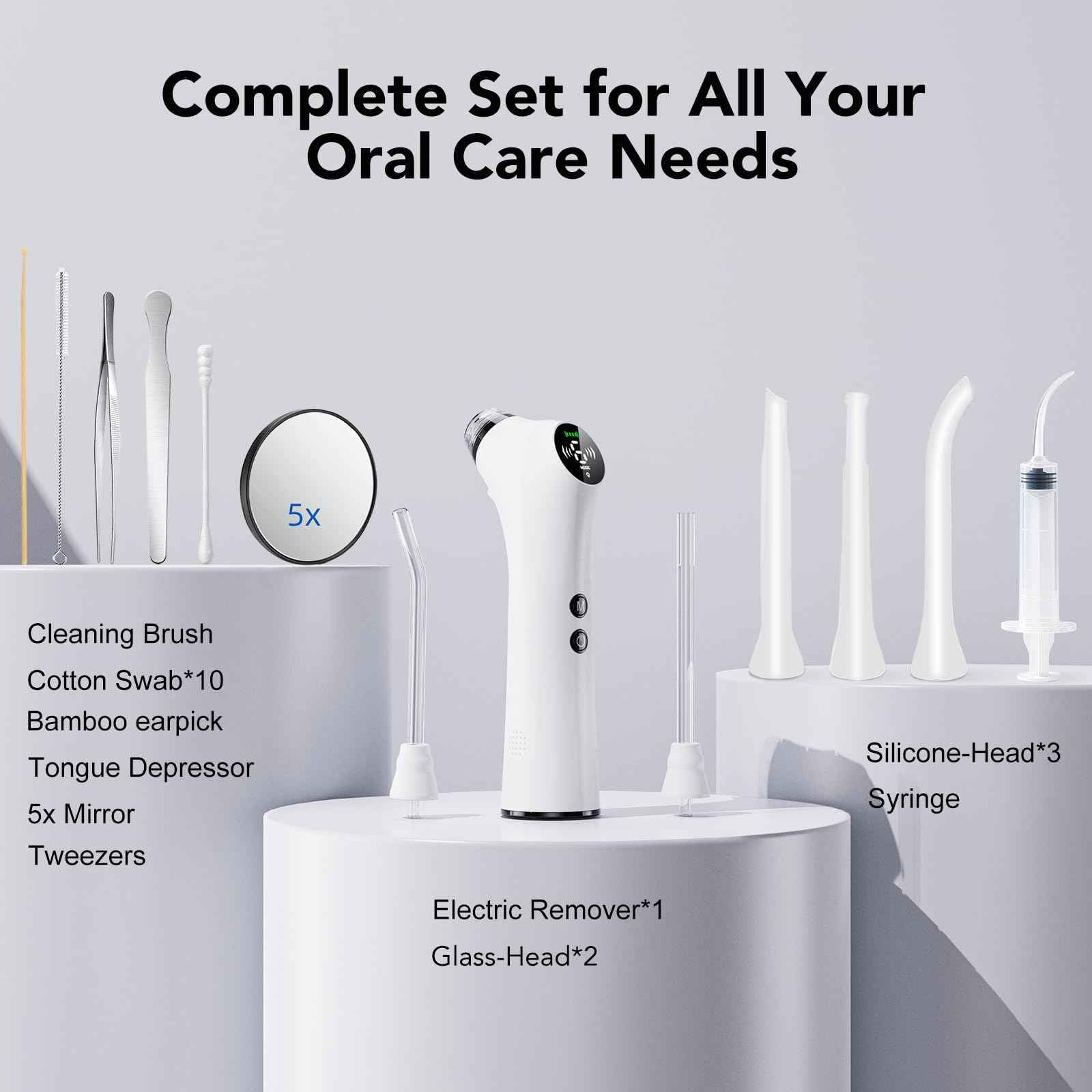 Upgraded Electric Tonsil Stone Remover – High-Precision & Painless Cleaning, Food-Grade Material, 6 Suction Levels | Tonsil Stone Removal Kit with LED Light, Oral Protection & 11 Attachments (Silver)