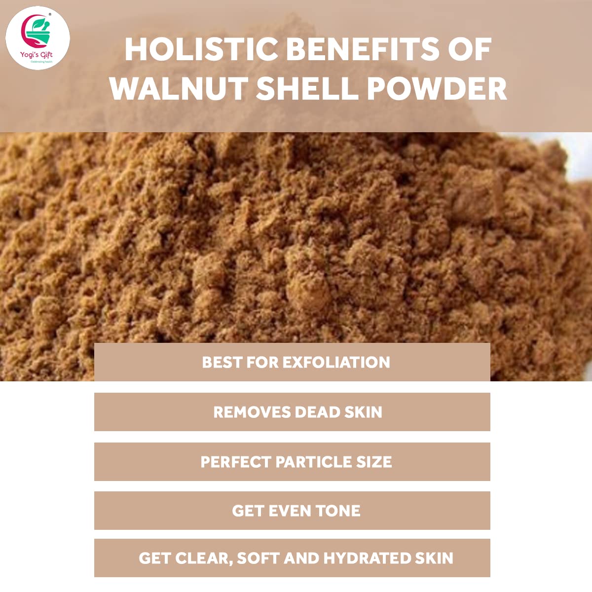 Ground Walnut Shells/Walnut Shell Powder 8oz | Great for Face Scrub | Natural Exfoliant for Soap Making | by Yogi's Gift ®